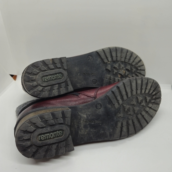 Remonte dark red leather ankle boots with gray collar EU 38 - Picture 8 of 14